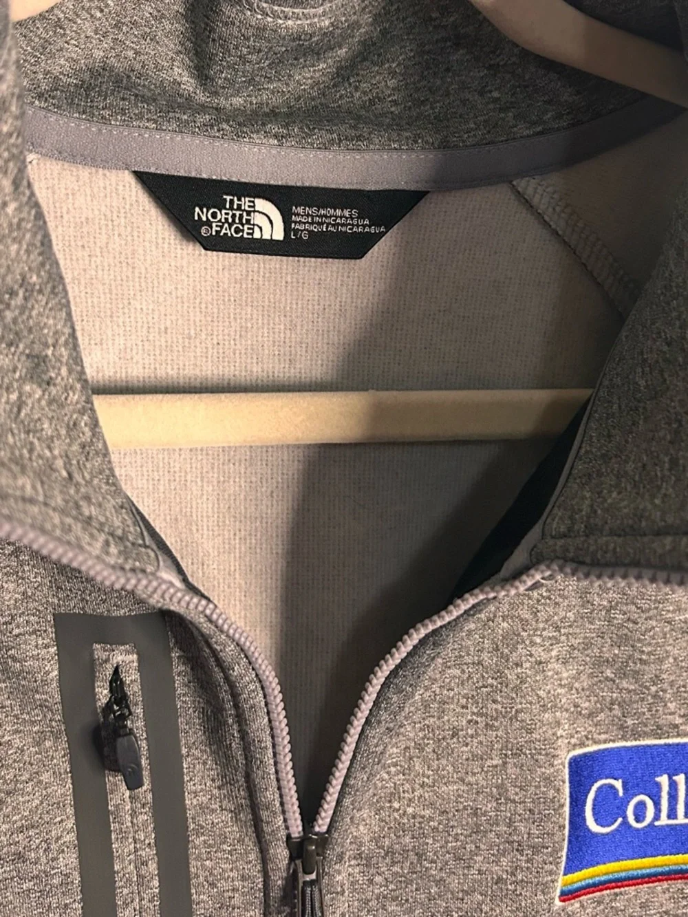 The North Face Men's Gray Full-Zip Softshell Full Zip Jacket Colliers Logo Large